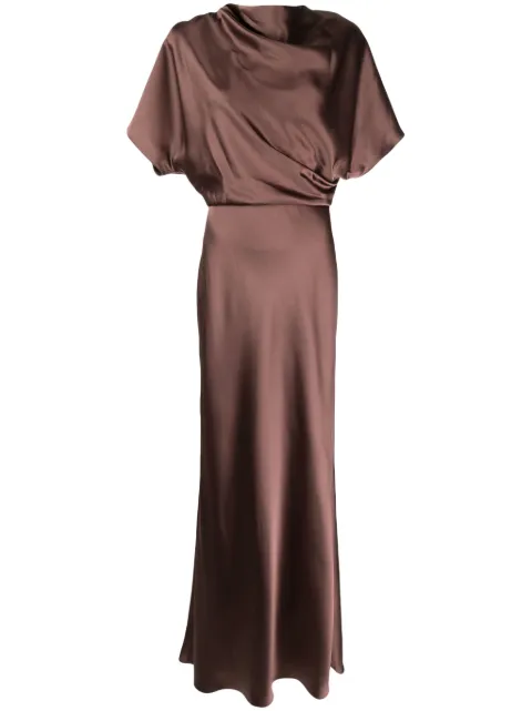 Amsale draped satin gown Brown P727S