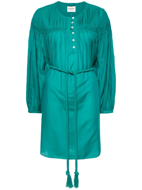 MARANT ÉTOILE Adeliani belted short dress Green RO0392FAB1J17E
