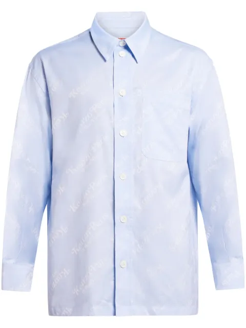 Kenzo logo-print cotton shirt Blue FE55CH5079JM