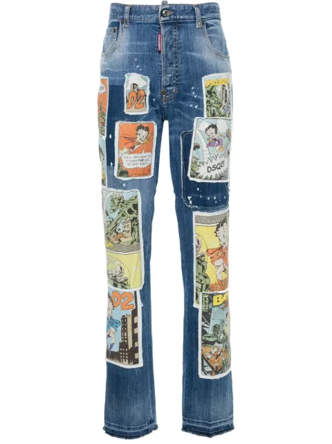 DSQUARED2 patch-detail straight-leg jeans Blue S75LB0907S30342