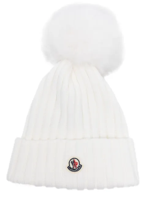 Moncler pompom-detail ribbed beanie Neutrals J10933B00013A9327