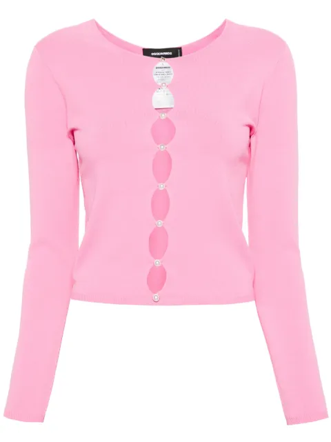 DSQUARED2 faux-pearl cut-out cardigan Pink S75HA1242S18435