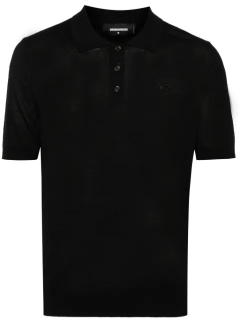 DSQUARED2 embroidered-logo ribbed polo shirt Black S74HA1433S18310