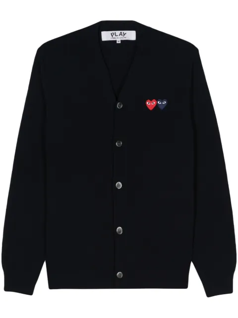 Comme Des Garçons Play heart-patch wool cardigan Blue AXN058051