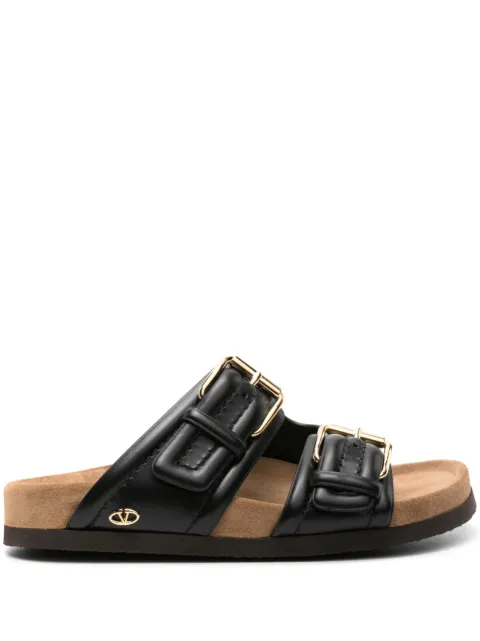 Valentino Garavani Fussfriend double-strap leather slides Black WS0IZ4VRN