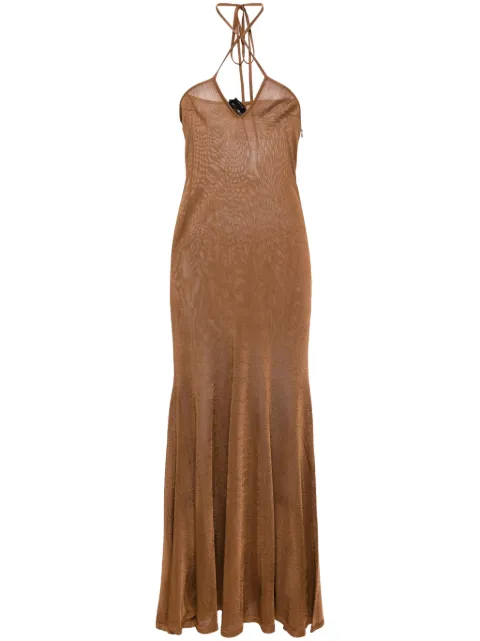 TOM FORD halterneck flared maxi dress Brown ACK418YAX646KB400