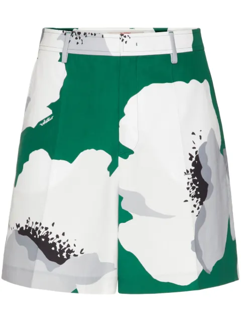 Valentino Garavani Flower Portrait-print bermuda shorts Green VRDD12A2L