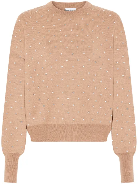 Rabanne crystal-embellished wool jumper Neutrals 24PMPU252ML0264