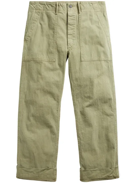 Ralph Lauren RRL striped straight-leg cotton trousers Green 782658908