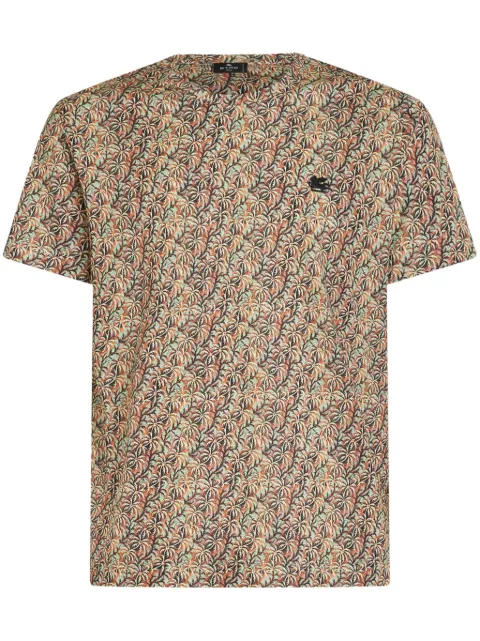 ETRO palm tree-print cotton T-shirt Orange MRMA0002AJ049