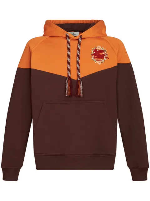 ETRO Pegaso-embroidered cotton hoodie Brown MRMB0001AR201