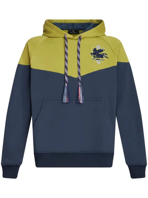 ETRO Pegaso-motif cotton hoodie Blue MRMB0001AR201