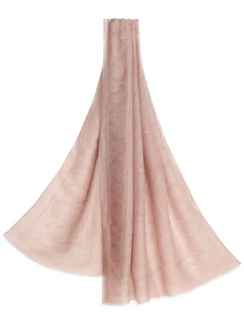 ETRO paisley-jacquard frayed scarf Pink MATA0007AV220