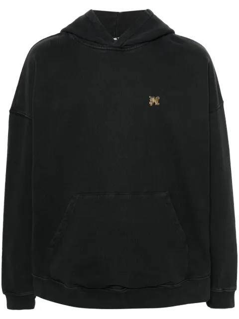 Palm Angels Burning Logo-print cotton hoodie Black PMBB117R24FLE003