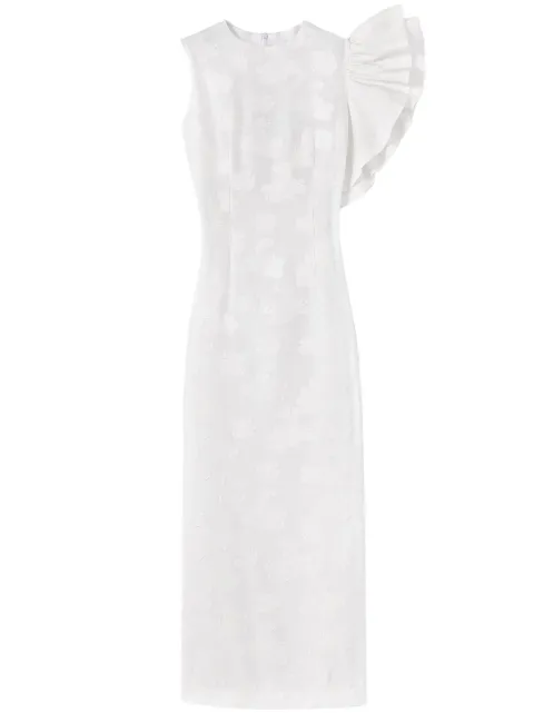 DESTREE Franz ruffle-detailing dress White FRANZFLOWERVEIL