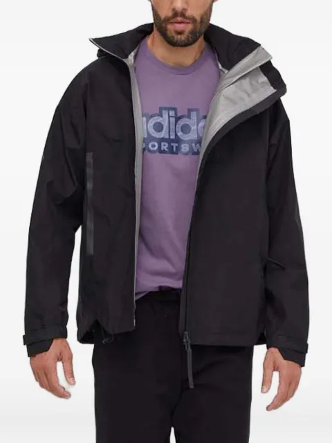 adidas three-stripe hooded jacket Black HZ8486