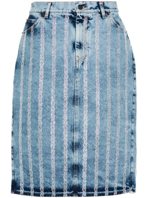 Giuseppe Di Morabito rhinestone-striped midi denim skirt Blue 02PSDN031W5PC02286