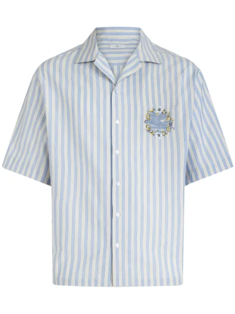 ETRO logo-embroidered cotton shirt Blue MRIC001599TR522