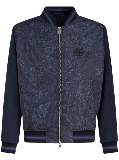 ETRO logo-embroidered paisley-print bomber jacket Blue MRBA001799SAS01