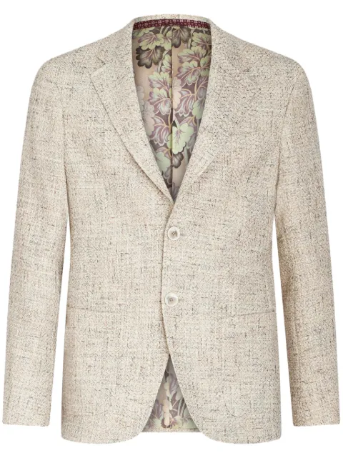 ETRO single-breasted bouclé blazer Neutrals MRCA000799TTE02