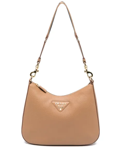 Prada logo-embossed leather shoulder bag Brown 1BC178V1OO2DKVF03OG