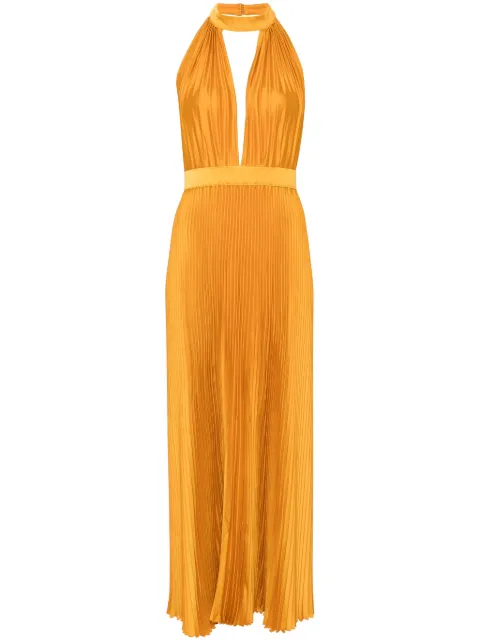 L'IDÉE Chateau pleated maxi dress Orange CHATEAUGOWN