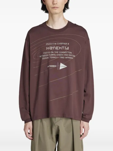 adidas graphic-print long-sleeve sweater Brown HZ0672