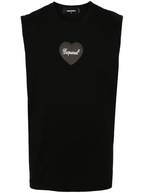 DSQUARED2 rhinestone-logo cotton top Black S74GD1207S24662