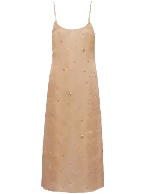 Prada eyelet-detail organza midi dress Neutrals P3L85RSOOO14I7