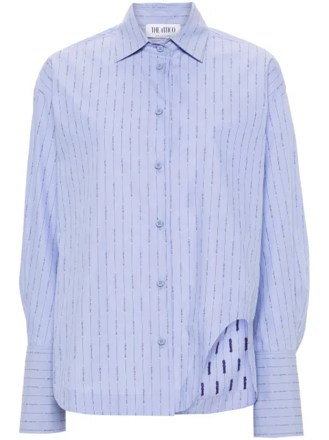 The Attico Eliza striped cotton shirt Blue 242WCH14C078