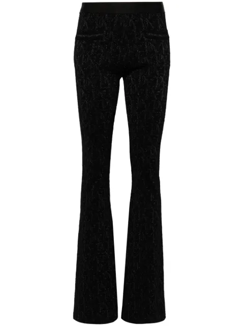 Palm Angels monogram-jacquard knitted flared trousers Black PWHG026R24KNI0011010