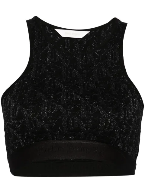 Palm Angels monogram-jacquard crop top Black PWHT011R24KNI0011010