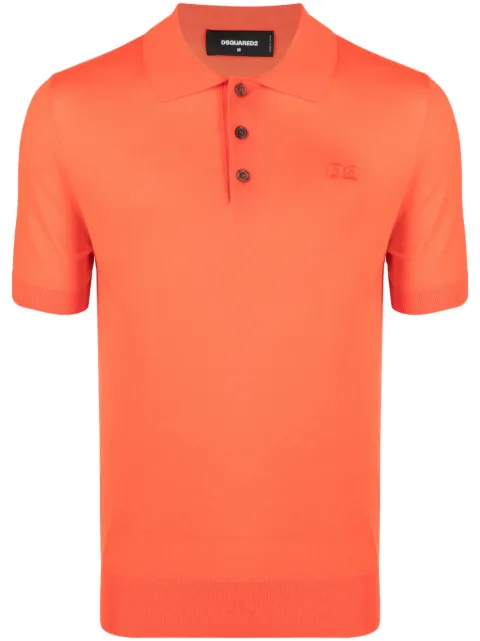 DSQUARED2 logo-embroidered virgin wool polo shirt Orange S74HA1433S18310