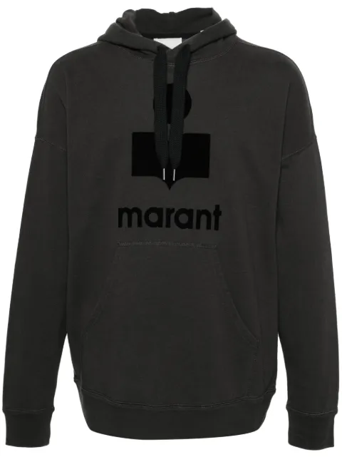 MARANT Miley flocked-logo hoodie Grey SW0027HAB1M18H