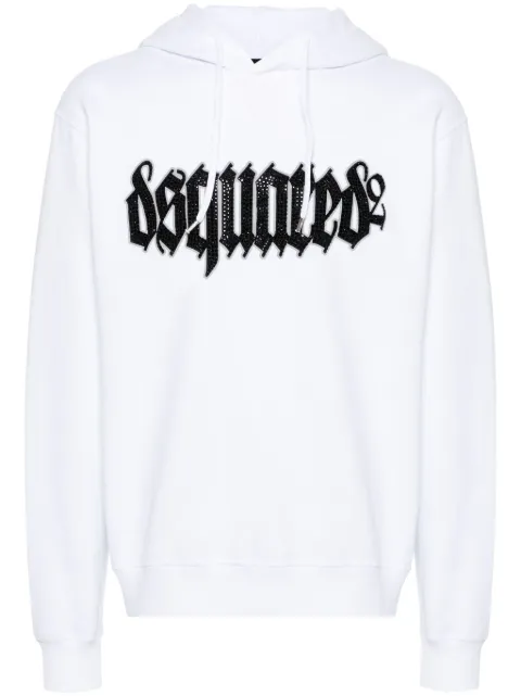 DSQUARED2 logo-appliqué cotton hoodie White S74GU0755S25551