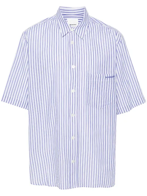MARANT Labilio striped cotton shirt Blue CH0085HBB1I15H
