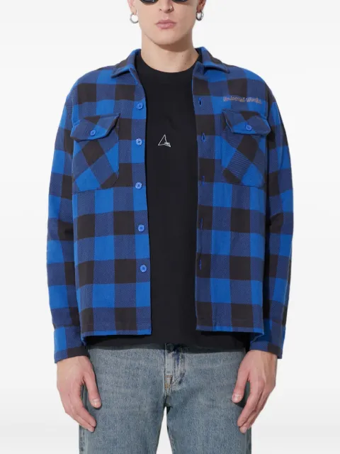 Universal Works checked long-sleeve shirt Blue 29177