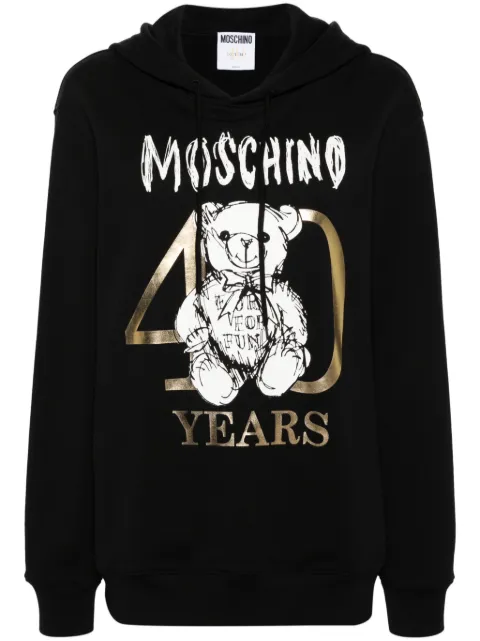 Moschino Teddy Bear-print cotton hoodie Black V17060428