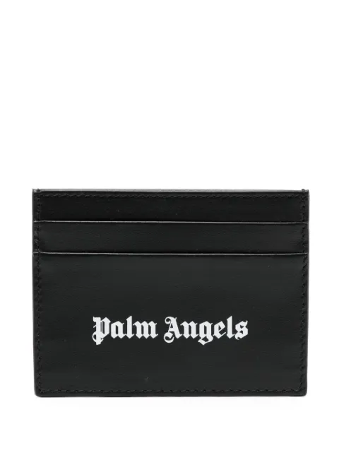 Palm Angels logo-print leather cardholder Black PMND010S24LEA0021000