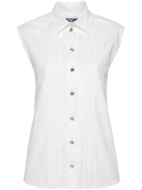 Moschino pintuck-detailing sleeveless shirt Neutrals A02200430