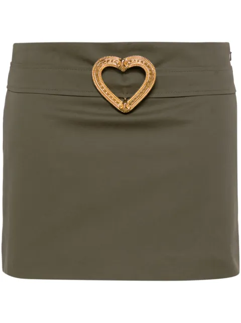 Moschino Heart-buckle twill miniskirt Green A01020420