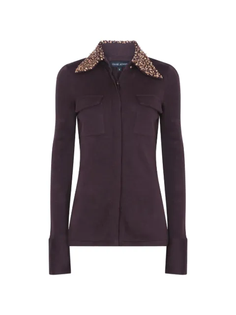 Izaak Azanei embellished collar pocket shirt Brown PRESS24NAT021