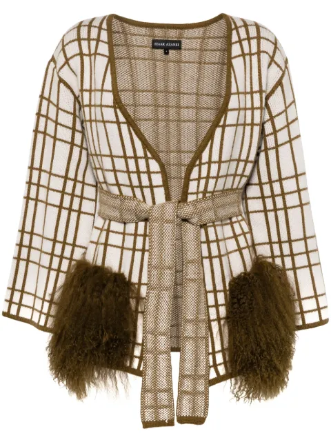 Izaak Azanei check-pattern wool cardigan Green PRESS24LIN008
