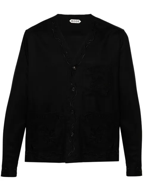 BODE Dumas floral-embroidered twill overshirt Black MRF23SH025