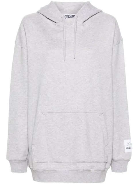Moschino slogan-patch cotton hoodie Grey J17020428