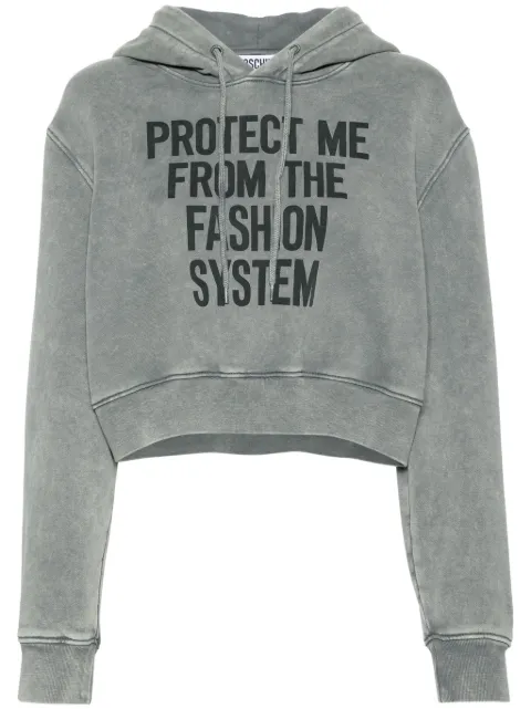Moschino slogan-print organic-cotton hoodie Grey A17090428