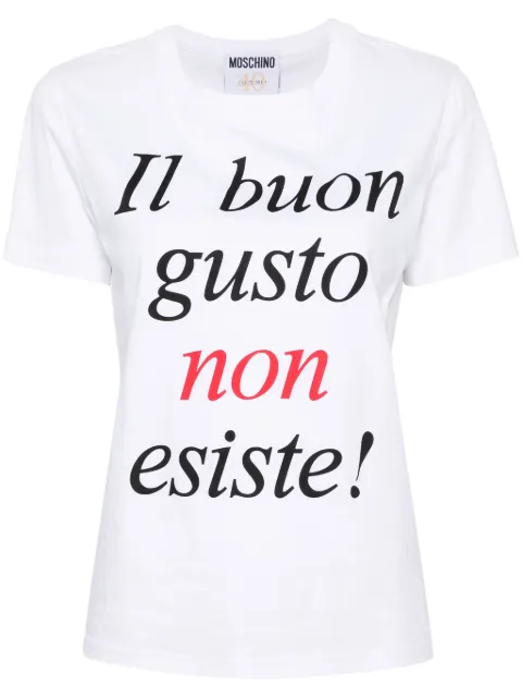 Moschino slogan-print organic-cotton T-shirt White A07090441