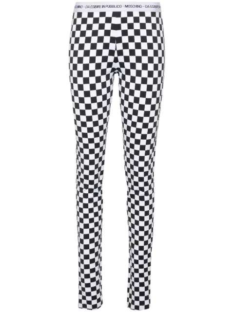 Moschino checkerboard-print flared trousers White A03150443