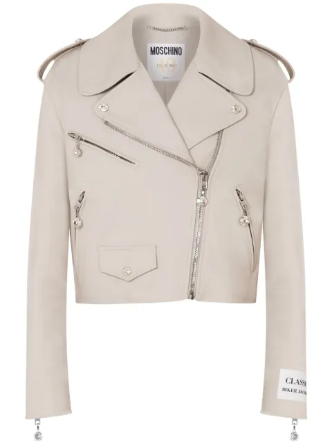 Moschino leather biker jacket Neutrals J37010471
