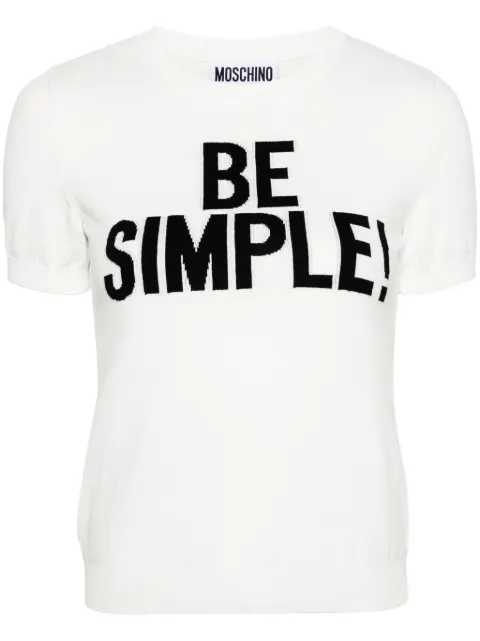 Moschino slogan intarsia-knit cotton jumper White J09190400